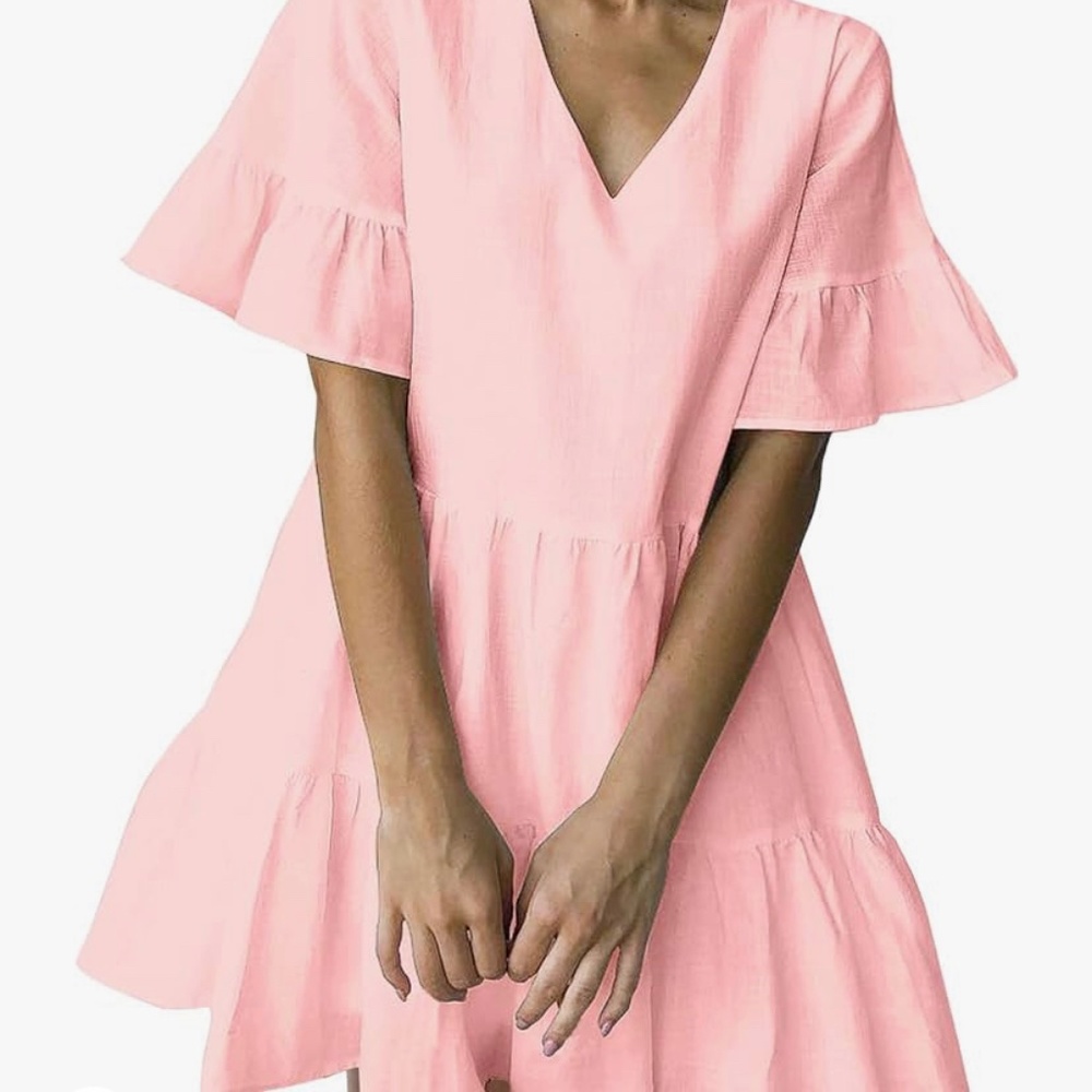 The Pink Ruffle Mini Dress